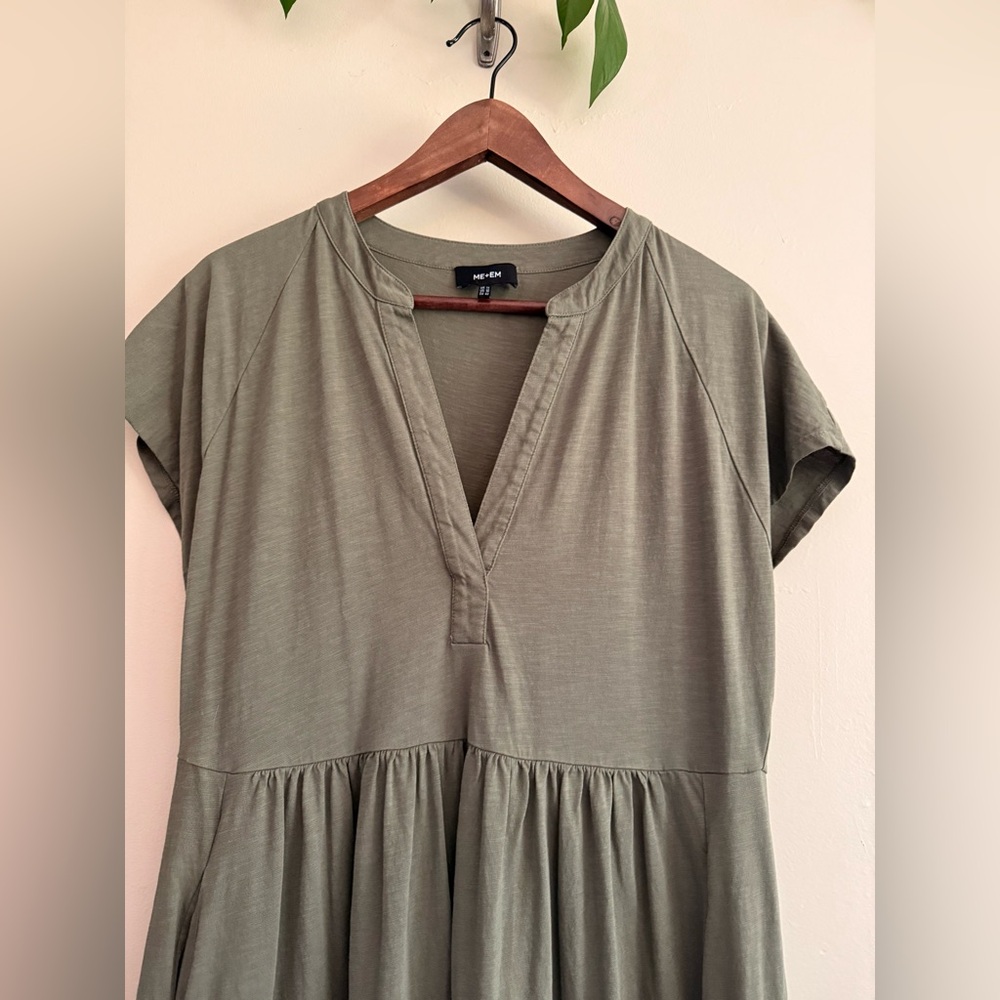 ME+EM Sage Green Maxi tiered cotton Dress‎ size 10 - Picture 3 of 10